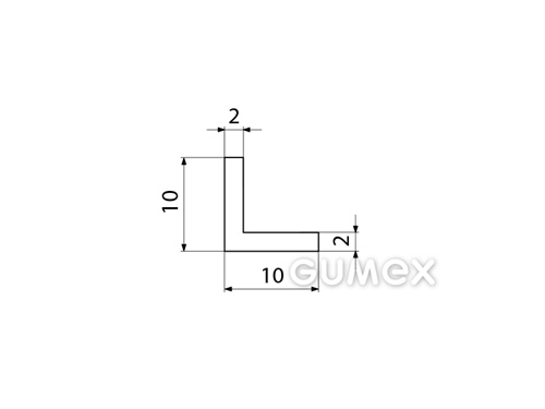"L" Silikonprofil, 10x10/2mm, 60°ShA, -60°C/+180°C, weiß, 